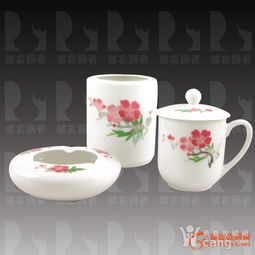 醴陵釉下彩手绘办公套件 精致典雅的礼品瓷