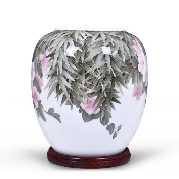 千红窑醴陵釉下五彩木槿花莲子缸 艺术与礼品的完美融合